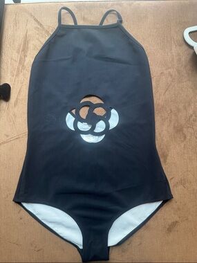 CHANEL Black Halter Bodysuit with Camellia Cutout